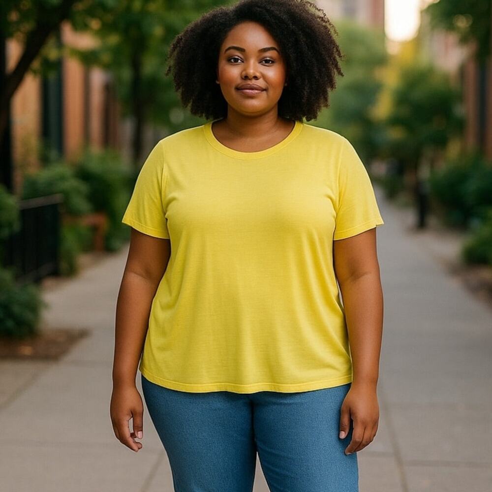 TORRID Super Soft Green / Yellow T Shirt Short Sleeve Top ~ Women's Plus Size 2X